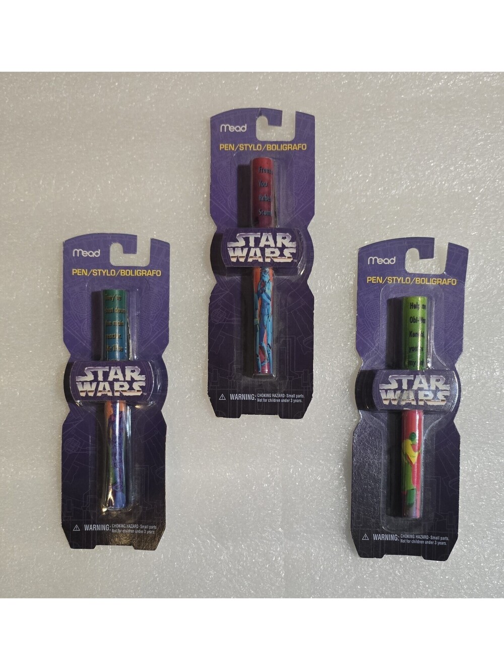 Mead Star Wars Pens Princess Leia, Stormtroopers, R2-D2, C-3PO, Lot of 3 Vintage